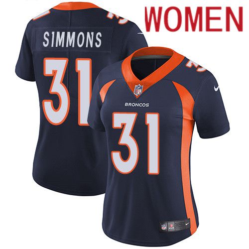 Women Denver Broncos #31 Justin Simmons Navy Blue Nike Vapor Limited NFL Jersey->women nfl jersey->Women Jersey